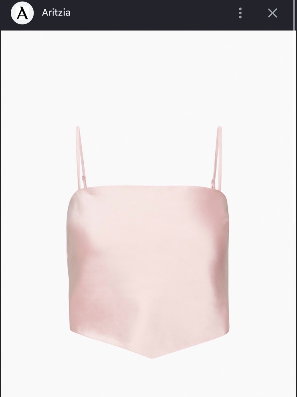 Aritzia Elektra Satin Handkerchief Camisole in Light Pink